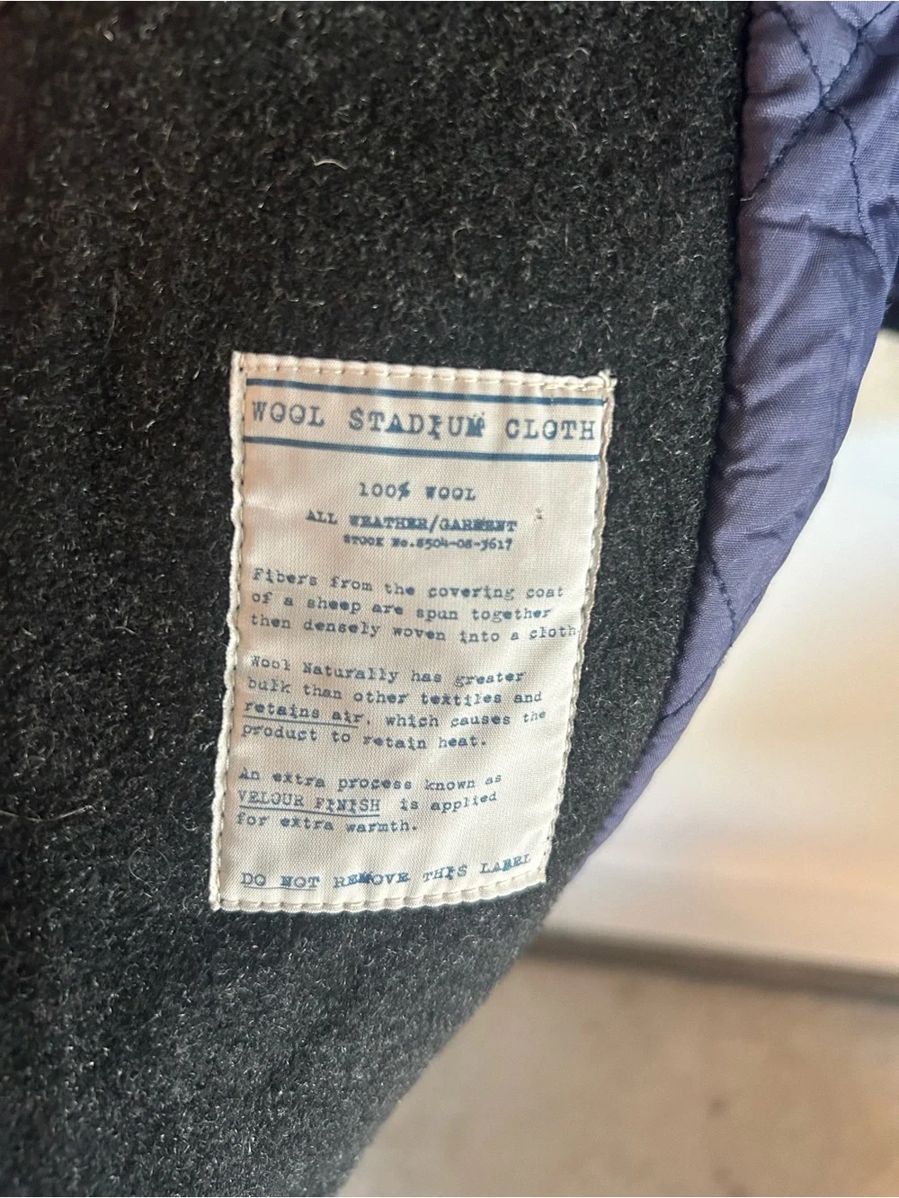 J Crew University Jacket Mens XLT Charcoal 100% Wool Stadium Cloth Quilted Coat